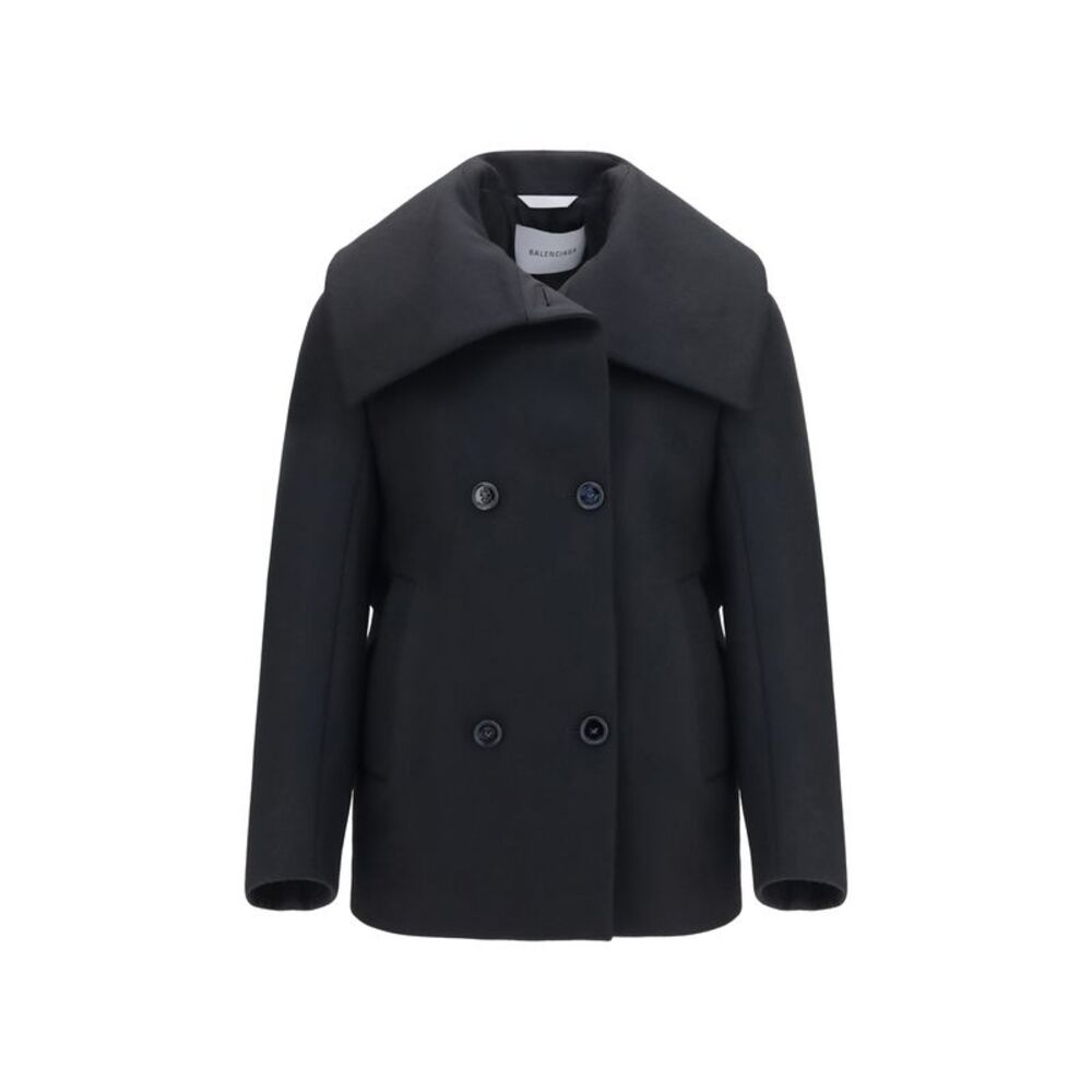 Balenciaga Women Structured High-Neck Peacoat